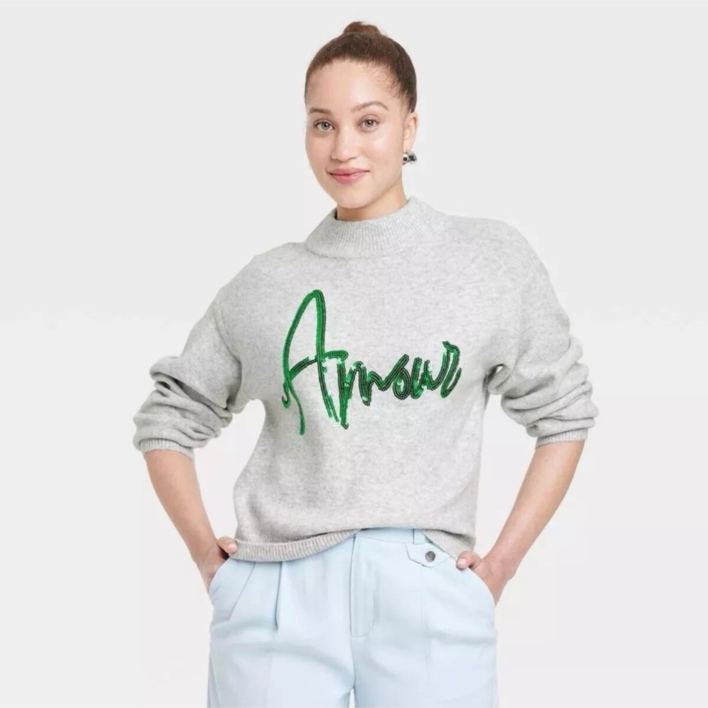 A New Day Crewneck ‘Amour’ Pullover w/ Sequin Detail - NWT